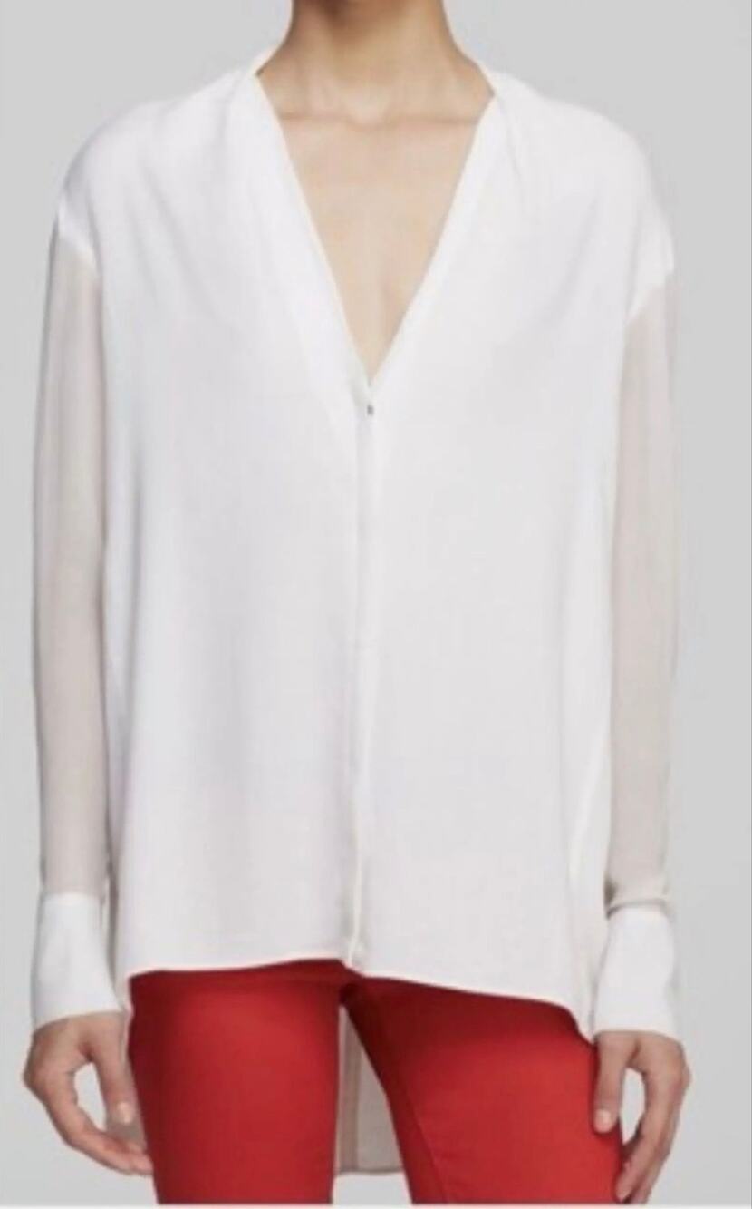 Helmut Lang Morse Sheer Sleeve Button Down Shirt size S